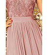 Дълга елегантна рокля в нюанс на цвят таупе с дантела Samira-4 снимка
