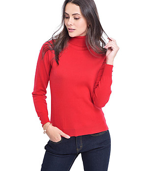 Дамски червен пуловер с кашмир и коприна Lisette снимка