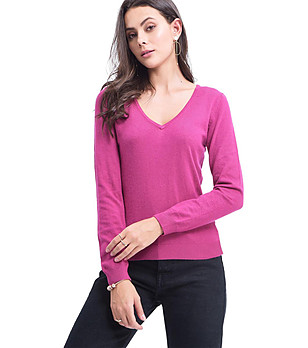 Стилен дамски пуловер в цвят фуксия Zenda снимка