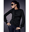 Черна дамска блуза с панделка-0 снимка