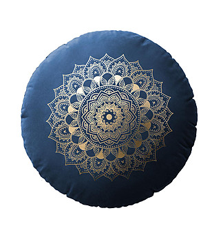 Синя декоративна възглавница с принт мандала Calmy снимка