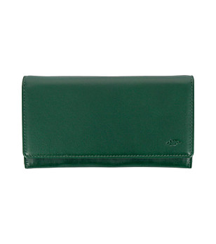 Зелен голям дамски портфейл от естествена кожа Deena снимка