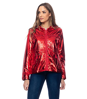 Дамско червено яке с метализиран ефект Mireille снимка