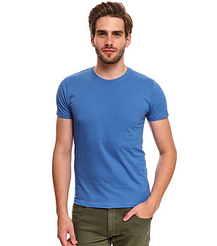 Синя памучна мъжка тениска Iokim снимка