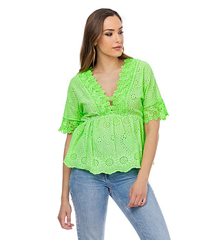 Памучна дамска зелена блуза Fabiola снимка
