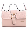 Дамска кожена чанта в розово Edelina-4 снимка