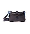 Малка дамска кожена чанта в черно и синьо Hestia-2 снимка