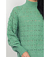 Зелен дамски ажурен пуловер с кашмир и мохер Irma-3 снимка