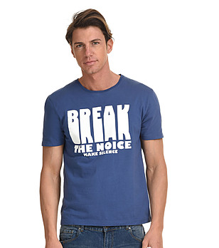 Мъжка памучна тениска в синьо Jonathan снимка