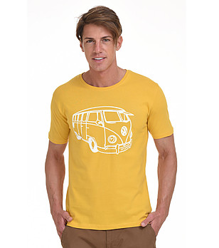 Жълта памучна мъжка тениска със спортен дизайн Scott снимка