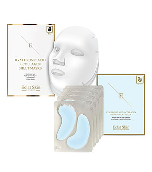 Комплект от 3 маски за лице и 5 комплекта пачове за очи с хиалуронова киселина снимка