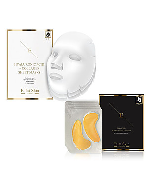Комплект от 3 маски за лице и 5 комплекта пачове за очи с с 24 каратово злато снимка