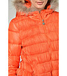 Оранжево дамско яке с качулка-3 снимка