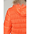 Оранжево дамско яке с качулка-4 снимка