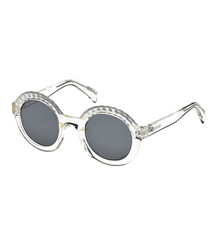 Дамски обли слънчеви очила с прозрачни рамки снимка