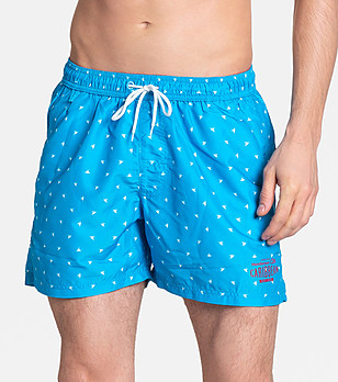 Светлосини мъжки плажни шорти Shall снимка