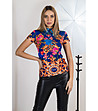 Многоцветна блуза с дизайнерски принт-0 снимка