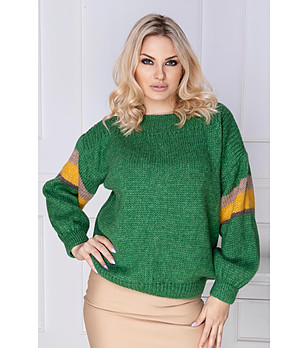 Зелен дамски пуловер Perle снимка