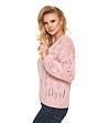 Розов дамски ажурен пуловер Laila-3 снимка