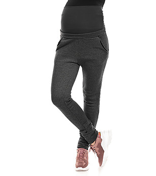 Дамски памучен панталон за бременни в цвят графит Lexa снимка
