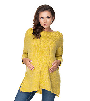 Дамски пуловер за бременни в цвят горчица Sabrina снимка