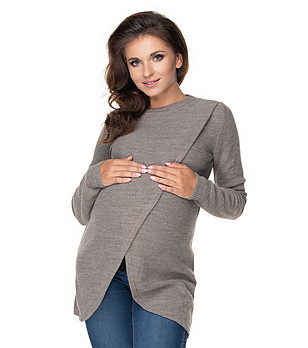 Дамски пуловер за бременни в цвят капучино Magdaline снимка