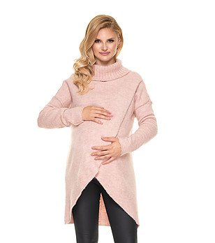 Асиметричен пуловер за бременни в розов нюанс Ina снимка