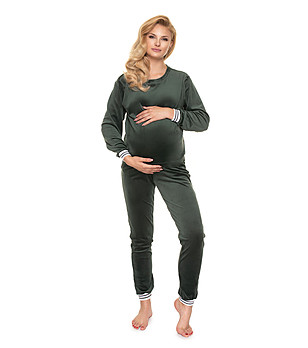 Кадифена пижама за бременни в цвят каки Castia снимка