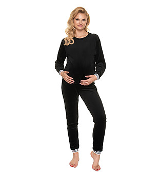 Черна пижама за бременни Castia снимка
