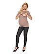 Памучна блуза за бременни и кърмачки в цвят капучино Nona-2 снимка
