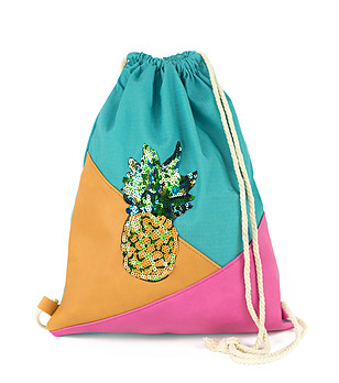 Многоцветна текстилна раница с апликация Toli снимка