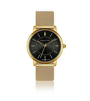 Златист дамски часовник с черен циферблат Madeleine снимка