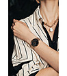 Дамски розовозлатист часовник с черен циферблат Reef-1 снимка
