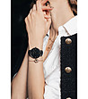 Черен дамски часовник с кожена каишка с релеф Reef-1 снимка