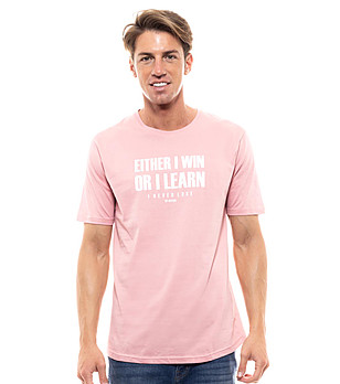 Памучна мъжка тениска в розово I learn снимка