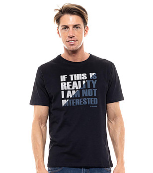 Памучна мъжка тениска в черно Reality снимка