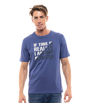 Памучна мъжка тениска в син нюанс Reality снимка