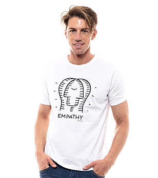 Памучна мъжка тениска в бяло Empathy снимка