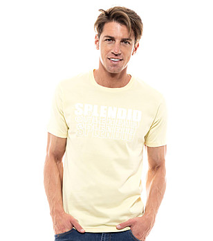 Памучна мъжка тениска в жълто Leonid снимка