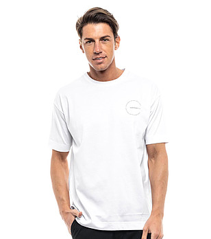 Памучна мъжка тениска в бяло Ricky снимка