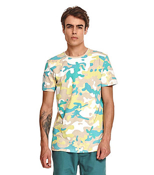 Многоцветна памучна мъжка тениска Cevin снимка