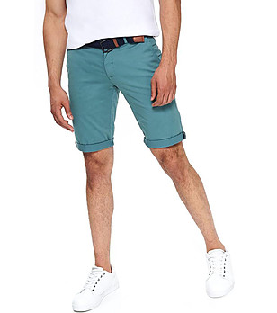 Синьо-зелен мъжки памучен панталон Eduardo снимка