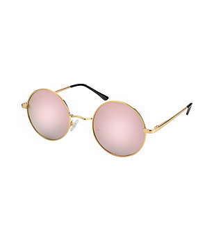 Розови дамски очила с кръгла форма и златисти детайли Brianna снимка