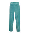 Дамски панталон в цвят тюркоаз с кадифен ефект Pixi-4 снимка