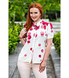 Бяла дамска риза с розов флорален принт-0 снимка