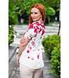 Бяла дамска риза с розов флорален принт-1 снимка