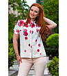 Бяла дамска риза с розов флорален принт-2 снимка
