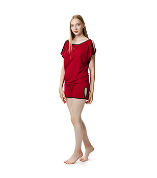 Дамска лятна пижама в цвят бордо Agata снимка