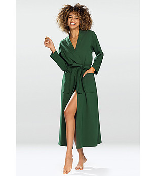 Памучен дълъг дамски халат в зелено Melissa снимка