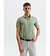 Светлозелена мъжка памучна риза с принт Vin-0 снимка